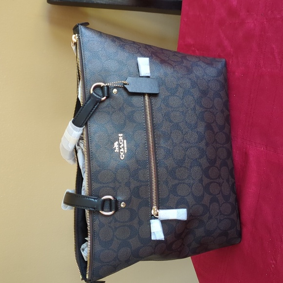 NWT Coach Purse Gallery Tote‎ Signature Canvas/brown color - Picture 5 of 14